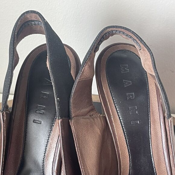 Marni Pumps Women's Leather Square Toe Platform Brown Size‎ 39.5 US 9 - Picture 12 of 13